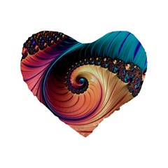 Fractal Multi Colored Fantasia Standard 16  Premium Flano Heart Shape Cushions by Pakrebo