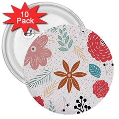 Nature Shape Leaves Flowers Art 3  Buttons (10 Pack)  by Pakrebo