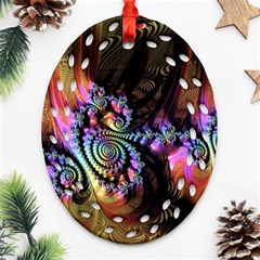 Fractal Colorful Background Oval Filigree Ornament (two Sides) by Pakrebo