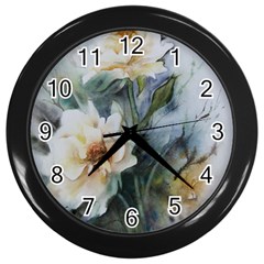 Roses Watercolour Wall Clock (black) by Pakrebo