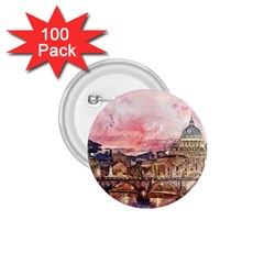 City Buildings Bridge Water River 1 75  Buttons (100 Pack)  by Pakrebo