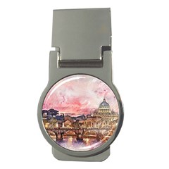 City Buildings Bridge Water River Money Clips (round) 