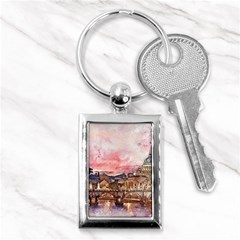 City Buildings Bridge Water River Key Chain (rectangle) by Pakrebo