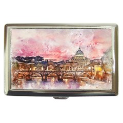 City Buildings Bridge Water River Cigarette Money Case by Pakrebo