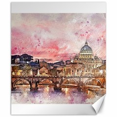 City Buildings Bridge Water River Canvas 8  X 10  by Pakrebo