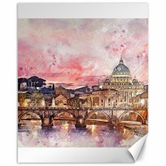 City Buildings Bridge Water River Canvas 16  X 20  by Pakrebo