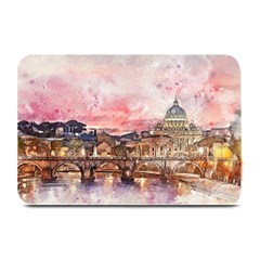 City Buildings Bridge Water River Plate Mats by Pakrebo