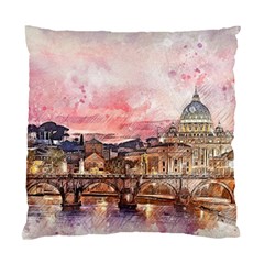 City Buildings Bridge Water River Standard Cushion Case (two Sides) by Pakrebo