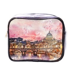 City Buildings Bridge Water River Mini Toiletries Bag (one Side) by Pakrebo