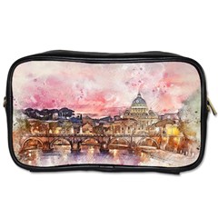 City Buildings Bridge Water River Toiletries Bag (one Side) by Pakrebo