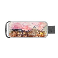 City Buildings Bridge Water River Portable Usb Flash (one Side) by Pakrebo