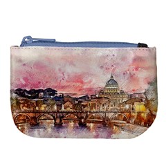 City Buildings Bridge Water River Large Coin Purse by Pakrebo