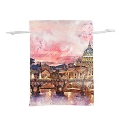 City Buildings Bridge Water River Lightweight Drawstring Pouch (l) by Pakrebo