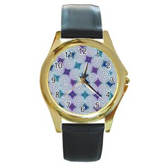 Checkerboard Again 5 Round Gold Metal Watch by impacteesstreetwearseven