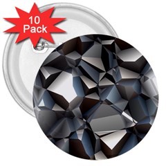 Triangles Polygon Color Silver Uni 3  Buttons (10 Pack)  by Pakrebo