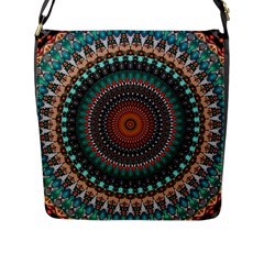 Ornament Circle Picture Colorful Flap Closure Messenger Bag (l) by Pakrebo