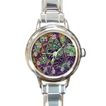 Background Design Art Artwork Round Italian Charm Watch Front