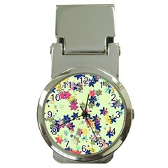 Flowers Ornament Decoration Money Clip Watches