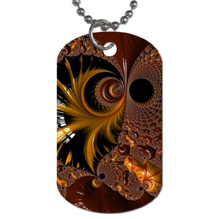 Fractal Brown Golden Intensive Dog Tag (One Side)