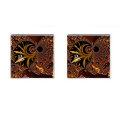 Fractal Brown Golden Intensive Cufflinks (square) by Pakrebo