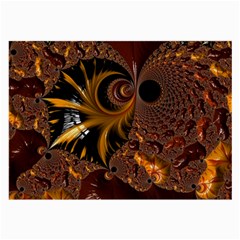 Fractal Brown Golden Intensive Large Glasses Cloth (2 Sides) by Pakrebo