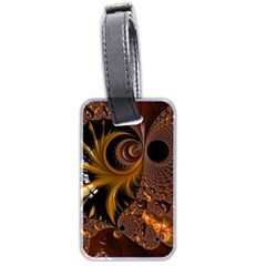 Fractal Brown Golden Intensive Luggage Tag (two Sides) by Pakrebo