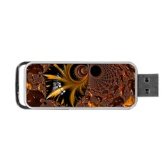 Fractal Brown Golden Intensive Portable Usb Flash (two Sides) by Pakrebo