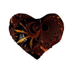 Fractal Brown Golden Intensive Standard 16  Premium Heart Shape Cushions