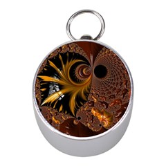 Fractal Brown Golden Intensive Mini Silver Compasses by Pakrebo