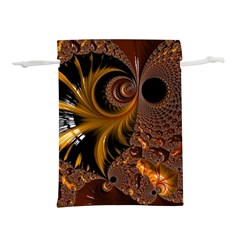 Fractal Brown Golden Intensive Lightweight Drawstring Pouch (s) by Pakrebo