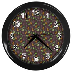 Tribal Leaves House Art Tribal Art Wall Clock (black) by Pakrebo