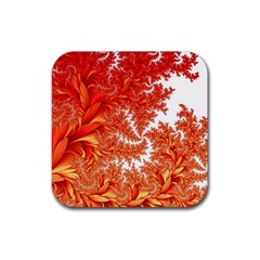 Flora Flowers Background Leaf Rubber Coaster (square)  by Pakrebo