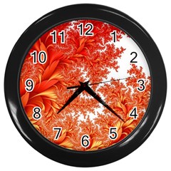 Flora Flowers Background Leaf Wall Clock (black) by Pakrebo