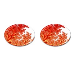 Flora Flowers Background Leaf Cufflinks (oval)