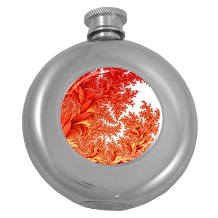 Flora Flowers Background Leaf Round Hip Flask (5 oz)