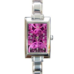 Fractal Math Geometry Visualization Pink Rectangle Italian Charm Watch by Pakrebo