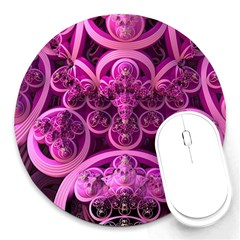 Fractal Math Geometry Visualization Pink Round Mousepads by Pakrebo