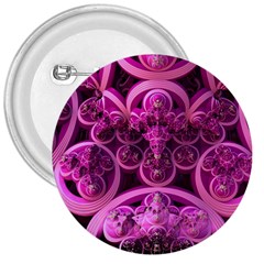 Fractal Math Geometry Visualization Pink 3  Buttons by Pakrebo