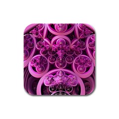 Fractal Math Geometry Visualization Pink Rubber Square Coaster (4 Pack)  by Pakrebo