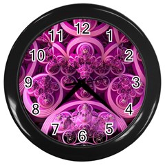 Fractal Math Geometry Visualization Pink Wall Clock (black) by Pakrebo