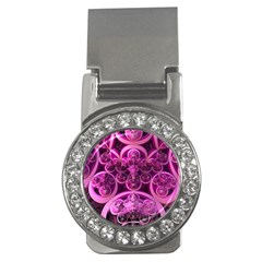 Fractal Math Geometry Visualization Pink Money Clips (cz)  by Pakrebo