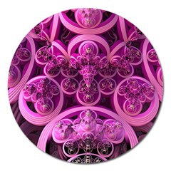 Fractal Math Geometry Visualization Pink Magnet 5  (round) by Pakrebo