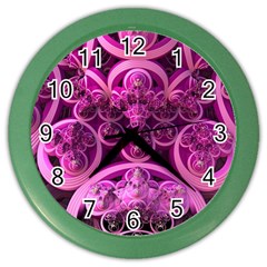 Fractal Math Geometry Visualization Pink Color Wall Clock by Pakrebo