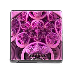 Fractal Math Geometry Visualization Pink Memory Card Reader (square 5 Slot) by Pakrebo