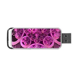 Fractal Math Geometry Visualization Pink Portable Usb Flash (one Side) by Pakrebo