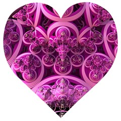 Fractal Math Geometry Visualization Pink Wooden Puzzle Heart by Pakrebo