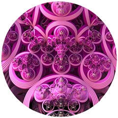 Fractal Math Geometry Visualization Pink Wooden Puzzle Round by Pakrebo