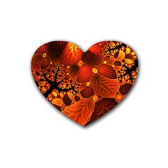 Leaf Autumn Nature Background Heart Coaster (4 Pack)  by Pakrebo