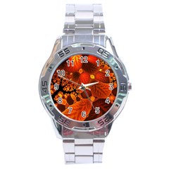 Leaf Autumn Nature Background Stainless Steel Analogue Watch by Pakrebo