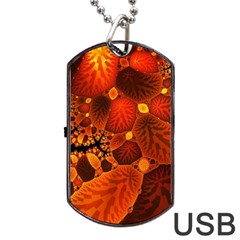 Leaf Autumn Nature Background Dog Tag Usb Flash (two Sides) by Pakrebo